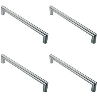Loops 4x 30mm Mitred Pull Door Handle 450mm Fixing Centres Satin Stainless Steel in Metallics