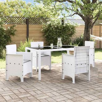 Berkfield Home White Garden Chair Set of 4 White Rattan Standard Durable
