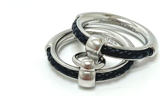 Herm&egrave;s Silver Metal Band Ring (Pre-Owned)