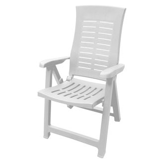 Dmora Silla De Exterior Rhump, Silla Reclinable Made In Italy, Multiposiciones, Blanca