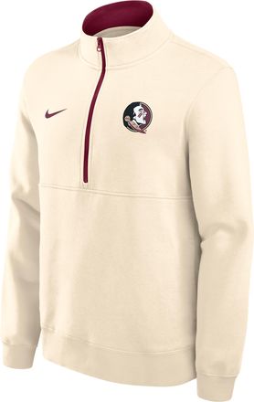 Nike Florida State Primetime Primary Logo Nike Mens College 1/2-Zip Crew in Brown | 02JW0C3FFTN-G24