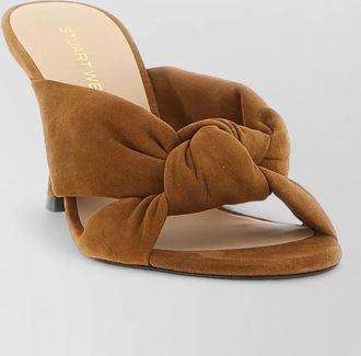 Stuart Weitzman soplaya suede knotted open toe slides