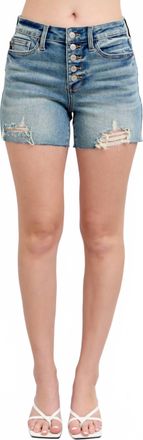 Judy Blue Mid Rise Button-Fly Destroy Shorts In Vintage Wash
