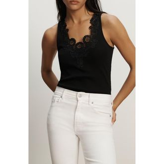 Veronica Beard Narcisa Floral Embroidered Tank in Black at Nordstrom, Size X-Large