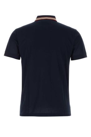 Burberry Mens Midnight Blue Piquet Polo Shirt Coalblue Exterior: Cotton