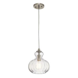 Netlighting Riviera 1 Light Pendant Brushed Nickel E27 in Grey