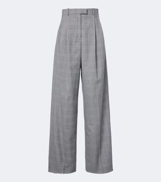 Givenchy Pantalones anchos de lana a cuadros Pr&iacute;ncipe de Gales
