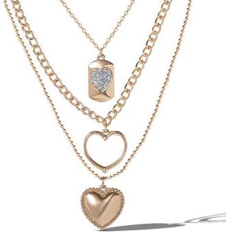 Jessica Simpson Gold-Tone Multi-Charm Heart Layered Necklace Set at Nordstrom