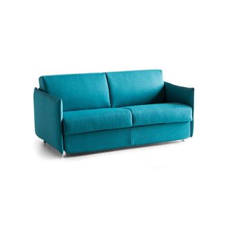 Dmora Sof&aacute; Cama 2 Plazas Trissino, Desenfundable, Con Almacenaje Made In Italy, Apertura Abatible, 180x95 Cm Azul