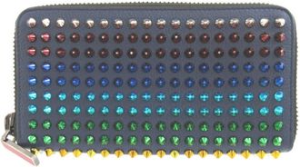 Christian Louboutin Blue Red Color Leather Long Wallet (Bi-Fold) (Pre-Owned)