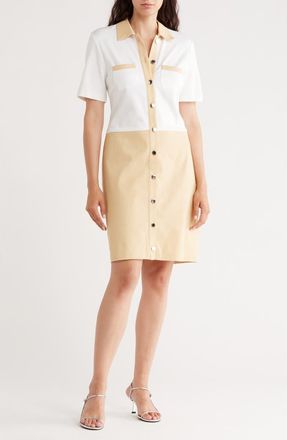 Nanette Lepore Colorblock Ponte Shirtdress in Ivory/Sand at Nordstrom Rack, Size 16