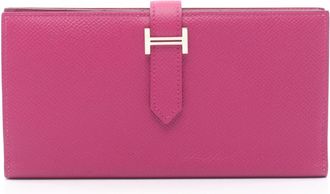 Herm&egrave;s Pink Leather Long Wallet (Bi-Fold) (Pre-Owned)