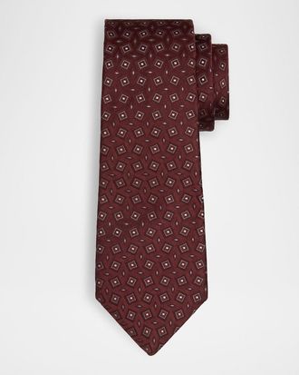 Giorgio Armani Mens Box-Jacquard Silk Tie