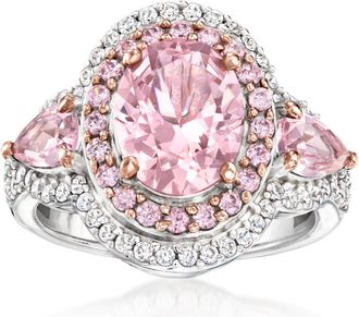 Ross-Simons Simulated Morganite Ring With. Czs in Sterling Silver