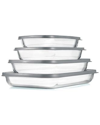 Nutrichef 4Pc Glass Mixing Bowls Set With Lids