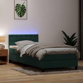 vidaXL Cama Box Spring Con Colch&oacute;n Terciopelo Verde Oscuro 80x220 Cm Vidaxl