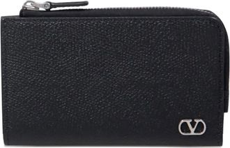 Valentino Garavani Portacarte con zip e logo - Nero