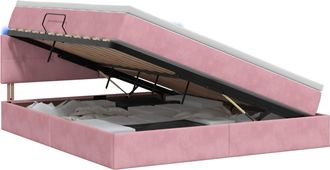 vidaXL Cama De Almacenamiento Led Con Colch&oacute;n Rosa 140 X 190 Cm Vidaxl