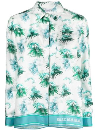 Max Mara floral-print silk shirt - White