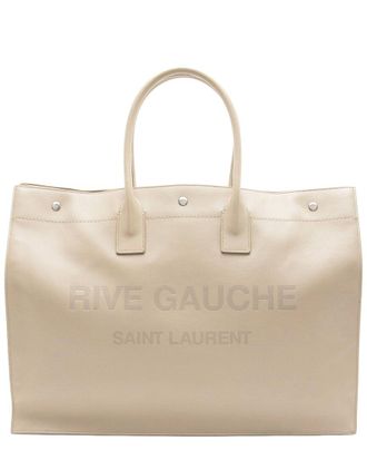 Saint Laurent Beige Calfskin Rive Gauche Large Tote (Authentic Pre-Loved)