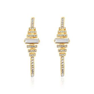BCBGeneration eneration Crystal Baguette Hoop Earrings in Gold at Nordstrom