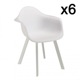 Macabane Lote de 6 sillones blancos de respaldo redondo