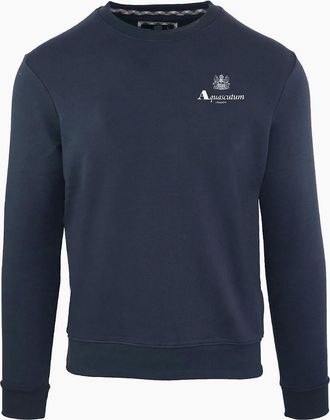 Aquascutum Mens Crew Neck Long Sleeve Regular Fit Sweatshirt - Navy - Size: 2X large