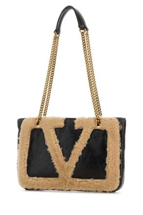 Valentino Garavani Womens Two-Tone Leather Viva Superstar Shoulder Bag Fangodarkbeige Borse A Mano