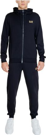 Emporio Armani Training Sets, male, Black, Size: M Black Hooded Tracksuit Fall/Winter Men