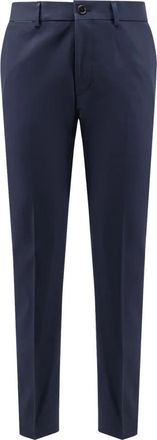HUGO BOSS Katoenen en zijden pantalon - Heren - Nette broeken - Blauw - 2XL - Katoen - Broeken