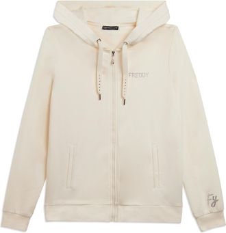 Freddy Felpa Cappuccio Zip con logo FREDDY in strass