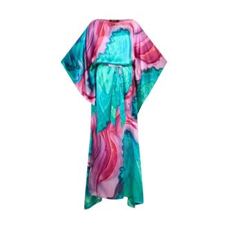 Roberto Cavalli Long dress in marbled silk - female - Roberto Cavalli - Gowns - Multicolor - 3XL - Dresses