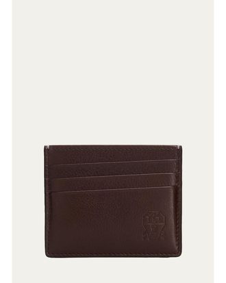 Brunello Cucinelli Mens Grained Leather Card Holder