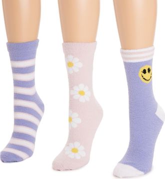 Muk Luks Cozy Compression Crew Socks 3 Pair Pack in Lavendar at Nordstrom