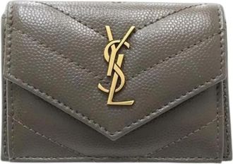 Saint Laurent Pre-owned Tri-fold Portemonnee - Dames - Vintage Accessoires - Grijs - ONE Size - Leer - Vintage