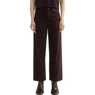 A Gold E Ren High Waist Wide Leg Jeans in Sloe Berry Dk Berry Brown at Nordstrom, Size 26