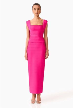 Elliatt Naomi Fitted Top And Skirt Set In Fuchsia