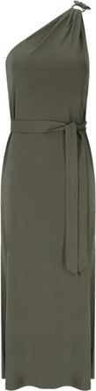 Max Mara Khaki One-Shoulder Verbena Jurk - Dames - Maxi kleedjes - Groen - XS - Kleedjes