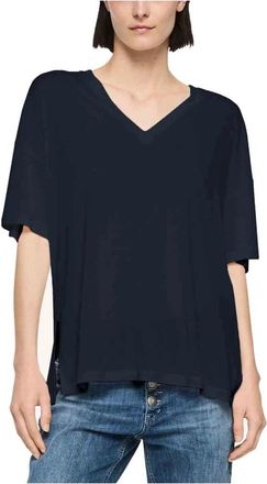 Dondup V-hals T-shirt - Dames - T-shirts - Blauw - M - Katoen - Tops