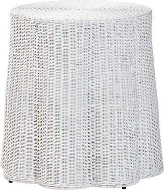 Baxton Studio Palm Bohemian Scalloped Rattan End Table