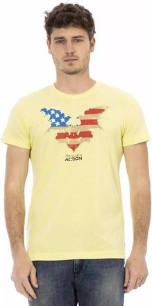 Trussardi Mens Eagle Graphic Tee Short Sleeve Crew Neck - Yellow Cotton - Size X-Large
