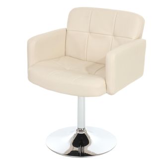 Hhg Silla De Comedor Orlando, Silla De Cocina Silla Giratoria, Imitaci&oacute;n De Cuero Cromo, Crema