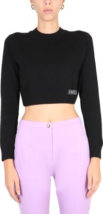 Patou Black Merino Wool Blend Sweater