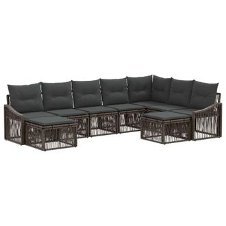 vidaXL Conjunto De Sof&aacute;s De Jard&iacute;n 9 Pcs Gris Rat&aacute;n Sint&eacute;tico Vidaxl