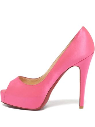 Christian Louboutin Lady Peep pumps - women - Satin/Calf Leather/Calf Leather/Rubber - 36 - Pink