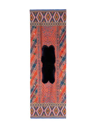 Pierre-Louis Mascia patterned fur-trimmed scarf - unisex - Silk/Artificial Fur - One Size - Red