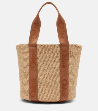 Chlo&eacute; Chlo&eacute; Woody Large raffia shoulder bag