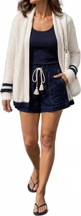 Vintage Havana Anchor Cardigan In Cream, Navy