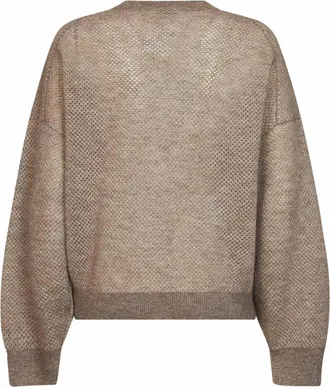 Brunello Cucinelli Womens Sweater Double-Knit Net Beige Mohair