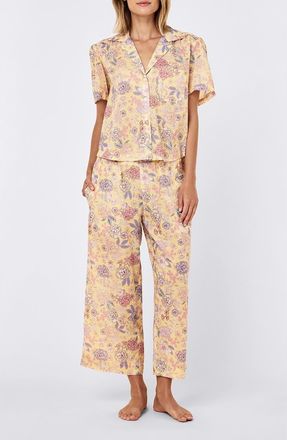 Papinelle Sleepwear Karolina Cotton Voile Crop Pajamas in Golden Haze at Nordstrom, Size Large